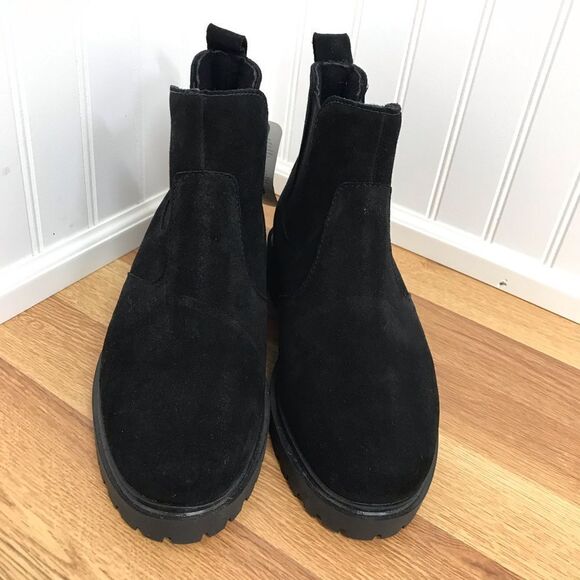 ANFIBIO Waterproof Black‎ Suede Chelsea Ankle Boot Bootie Size 9.5 Wide New - Picture 2 of 15